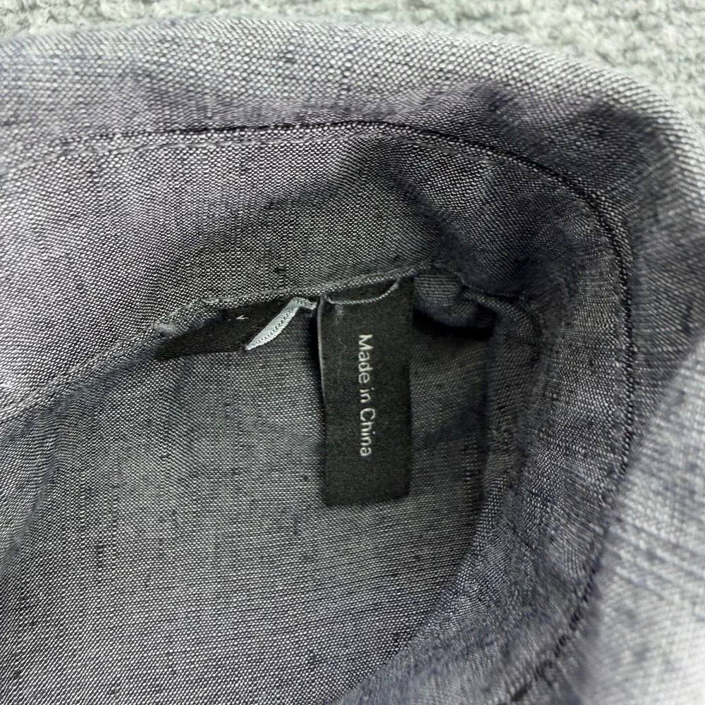 Theory Shirt Men's XL Charcoal Edward Essential Linen Cotton Blend Button Down